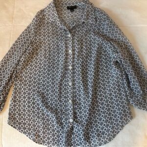 AB Studio Black and White Geometric Button-Down Shirt